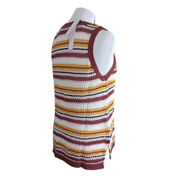 NEW SANCTUARY Crochet Sweater Vest Top Pullover Size Medium Cotton Stripes‎ - Picture 4 of 11